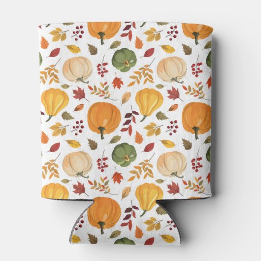 Oogst pompoenen en herfst bladeren patroon blikjeskoeler (Achterkant)
