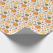 Oogst pompoenen en herfst bladeren patroon cadeaupapier (Hoek)