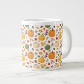 Oogst pompoenen en herfst bladeren patroon grote koffiekop (Voorkant rechts)