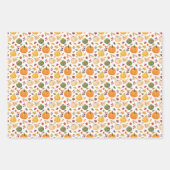 Oogst pompoenen en herfst bladeren patroon inpakpapier vel (Voorkant)