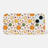 Oogst pompoenen en herfst bladeren patroon iPhone 15 case (Achterkant horizontaal)