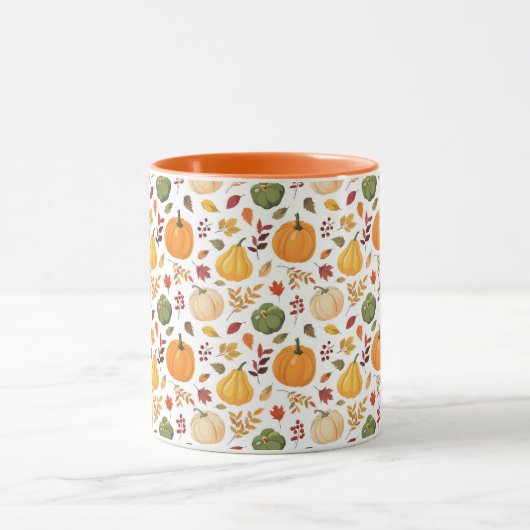 Oogst pompoenen en herfst bladeren patroon mok (Midden)