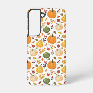 Oogst pompoenen en herfst bladeren patroon samsung galaxy hoesje