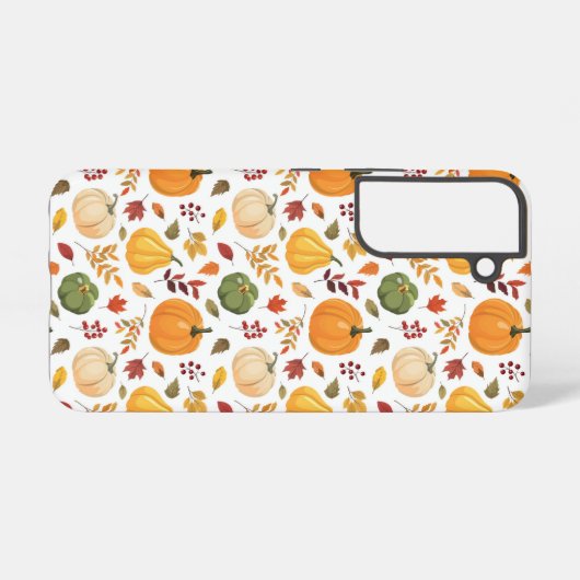 Oogst pompoenen en herfst bladeren patroon samsung galaxy hoesje (Achterkant horizontaal)