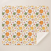 Oogst pompoenen en herfst bladeren patroon sherpa deken (Voorkant (horizontaal))