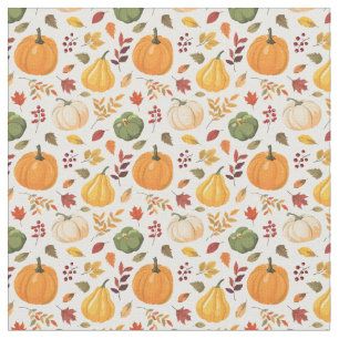 Oogst pompoenen en herfst bladeren patroon stof