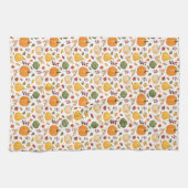 Oogst pompoenen en herfst bladeren patroon theedoek (Horizontaal)