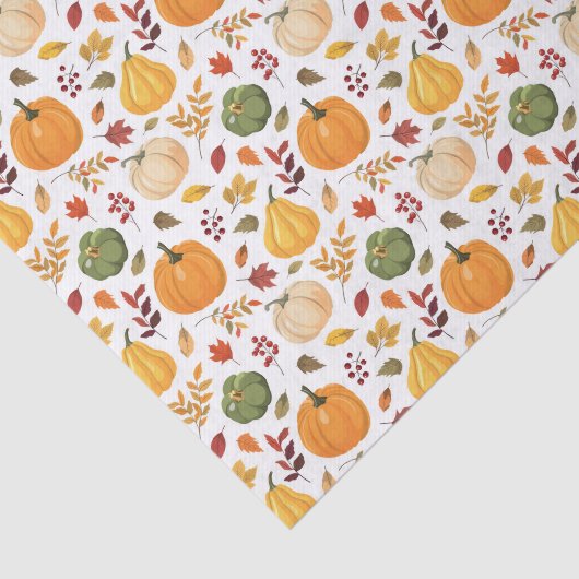Oogst pompoenen en herfst bladeren patroon tissuepapier (Detail)