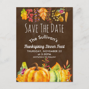 Oogst pompoenen en herfst gebladerte grens STD Aankondigingskaart