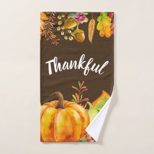 Oogst pompoenen en herfst verlaten grens Thankful Bad Handdoek (Handdoek)