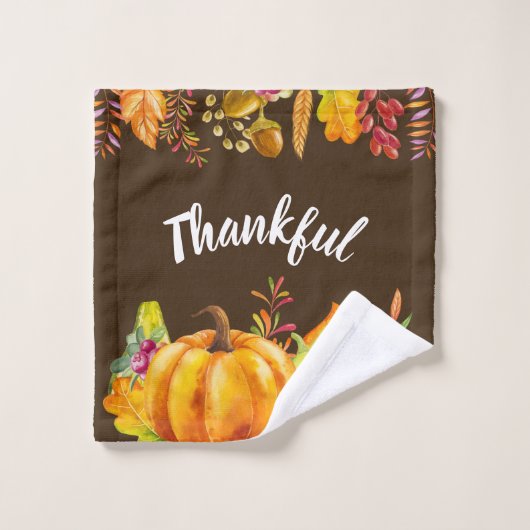 Oogst pompoenen en herfst verlaten grens Thankful Bad Handdoek (Wasdoekje)