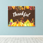 Oogst pompoenen en herfst verlaten grens Thankful Canvas Afdruk (Insitu (Houten vloer))