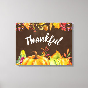 Oogst pompoenen en herfst verlaten grens Thankful Canvas Afdruk