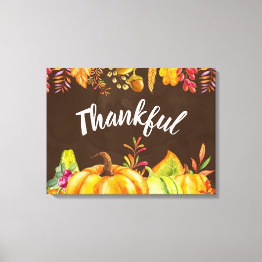 Oogst pompoenen en herfst verlaten grens Thankful Canvas Afdruk (Voorkant)