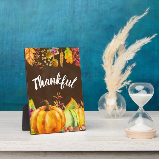Oogst pompoenen en herfst verlaten grens Thankful Fotoplaat (Zijkant)