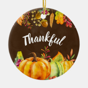 Oogst pompoenen en herfst verlaten grens Thankful Keramisch Ornament