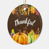 Oogst pompoenen en herfst verlaten grens Thankful Keramisch Ornament (Links)