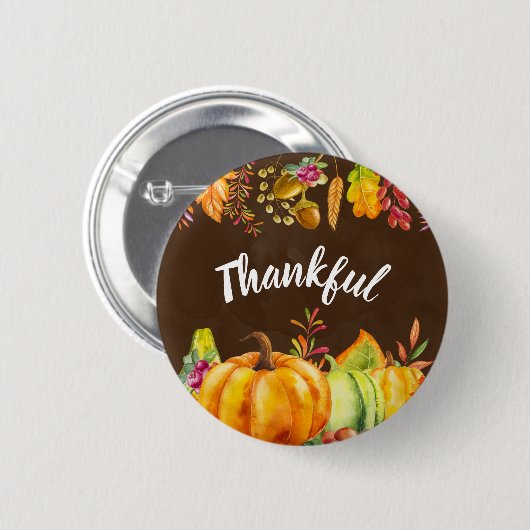 Oogst pompoenen en herfst verlaten grens Thankful Ronde Button 5,7 Cm (Voorkant /achterkant)