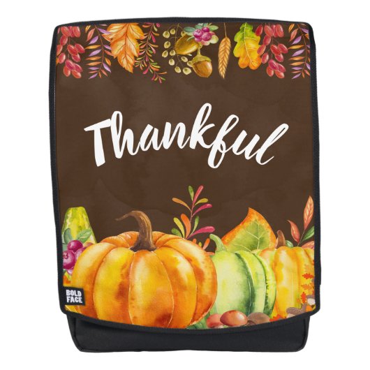 Oogst pompoenen en herfst verlaten grens Thankful Rugtassen (Voorkant)