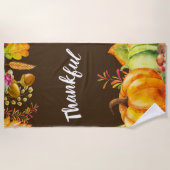 Oogst pompoenen en herfst verlaten grens Thankful Strandlaken (Voorkant)