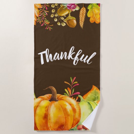 Oogst pompoenen en herfst verlaten grens Thankful Strandlaken (Voorkant)