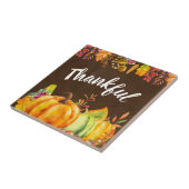 Oogst pompoenen en herfst verlaten grens Thankful Tegeltje (Zijkant)