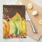 Oogst pompoenen en herfst verlaten grens Thankful Theedoek (Quarter Fold)