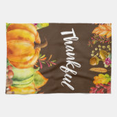 Oogst pompoenen en herfst verlaten grens Thankful Theedoek (Horizontaal)