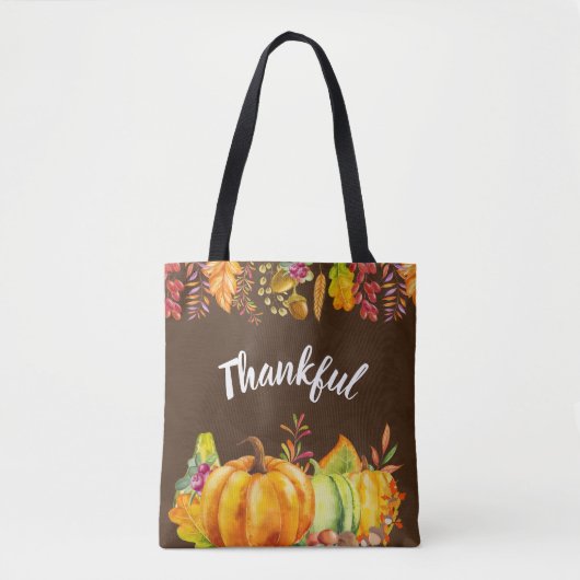 Oogst pompoenen en herfst verlaten grens Thankful Tote Bag (Voorkant)