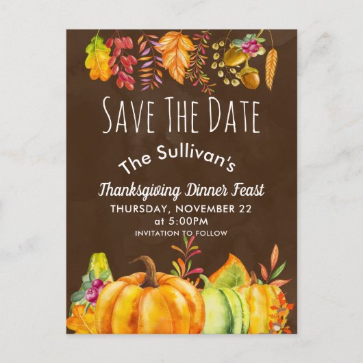 Oogst Pompoenen en Herfstloof Rand STD Aankondigingskaart (Voorkant)