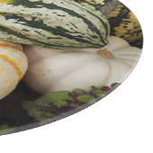 Oogst Pompoenen en Squash Stilleven Foto Snijplank (Hoek)