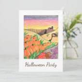 Oogst Pompoenen Folk Art Halloween Party Kaart (Staand voorkant)