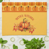 Oogst pompoenpleister theedoek (Gevouwen)