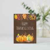 Oogst Pumpkins and Autumn Foliage Border Feestdagenkaart (Staand voorkant)