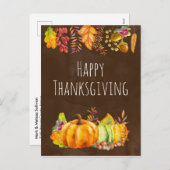 Oogst Pumpkins and Autumn Foliage Border Feestdagenkaart (Voorkant / Achterkant)