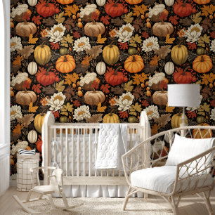 Oogst Pumpkins en Autumn Leaves Behang