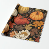Oogst Pumpkins en Autumn Leaves Cadeaupapier (Uitgerold)