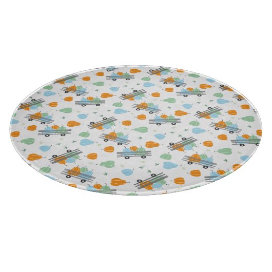 Oogst Pumpkins Pattern Wagon Blue Oranje Snijplank (Hoek)