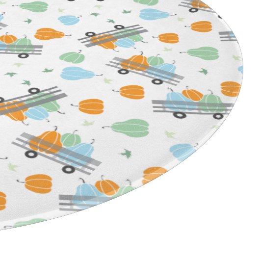 Oogst Pumpkins Pattern Wagon Blue Oranje Snijplank (Hoek)