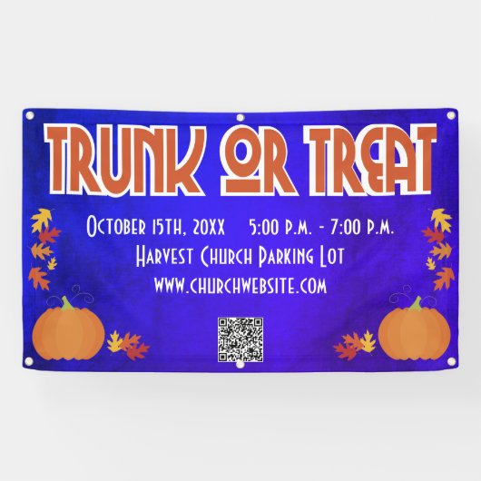 Oogst QR Code Trunk of Treat Spandoek (Horizontaal)
