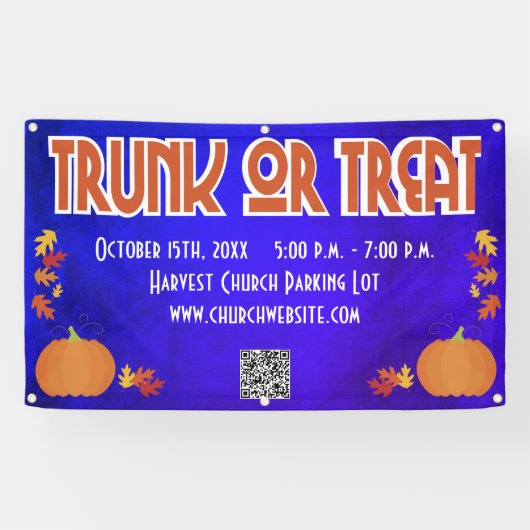 Oogst QR Code Trunk or Treat  Spandoek (Horizontaal)