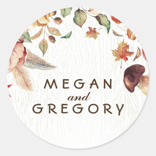 Oogst Rustic Fall Wedding Ronde Sticker (Voorkant)
