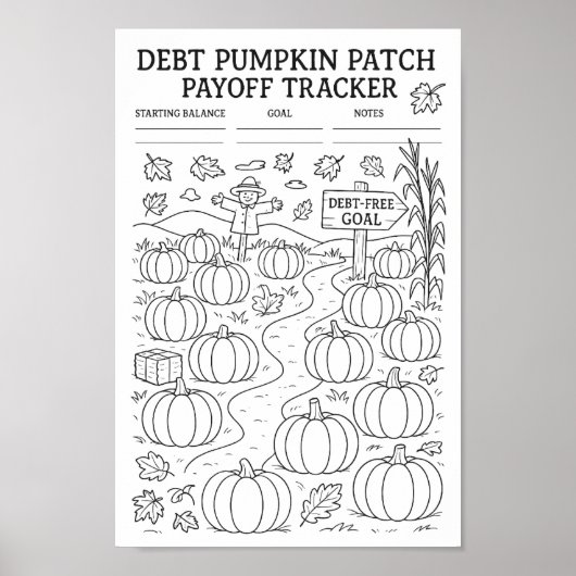 Oogst Schuld Pompoen Patch Afbetaling Tracker Poster (Voorkant)