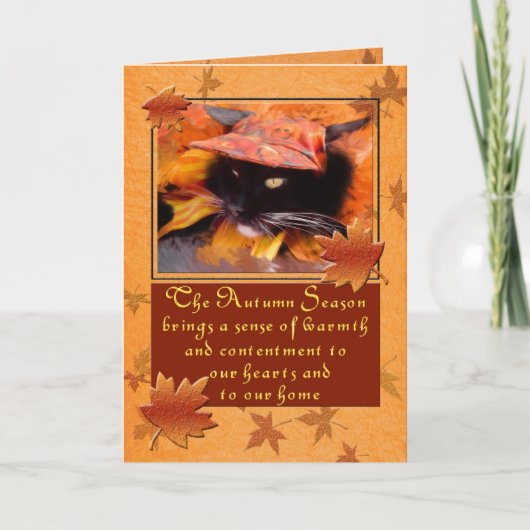Oogst Season Black Cat Thanksgiving Feestdagen Kaart (Voorkant)