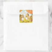 Oogst Season Squirrels Vierkante Sticker (Tas)