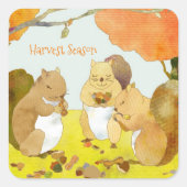 Oogst Season Squirrels Vierkante Sticker (Voorkant)