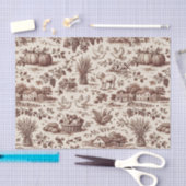 Oogst Sepia Bruine Toile Tissuepapier (Craft)