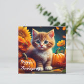 Oogst Sinaasappel Kattenpompoen Herfst Thanksgivin Feestdagenkaart (Staand voorkant)