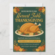 Oogst Tafel Geroosterde Kalkoen Groene Thanksgivin
