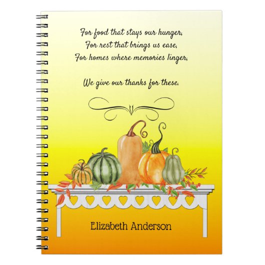 Oogst Tafeltje Thankful Blessing Spiral Notitieboe Notitieboek (Voorkant)